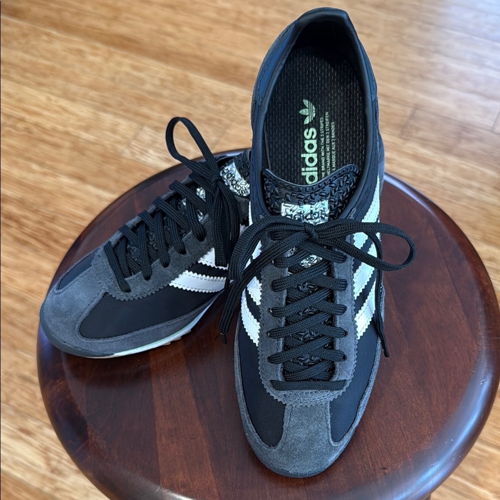 Adidas Black and Gray Retro Sneakers with Suede Finish